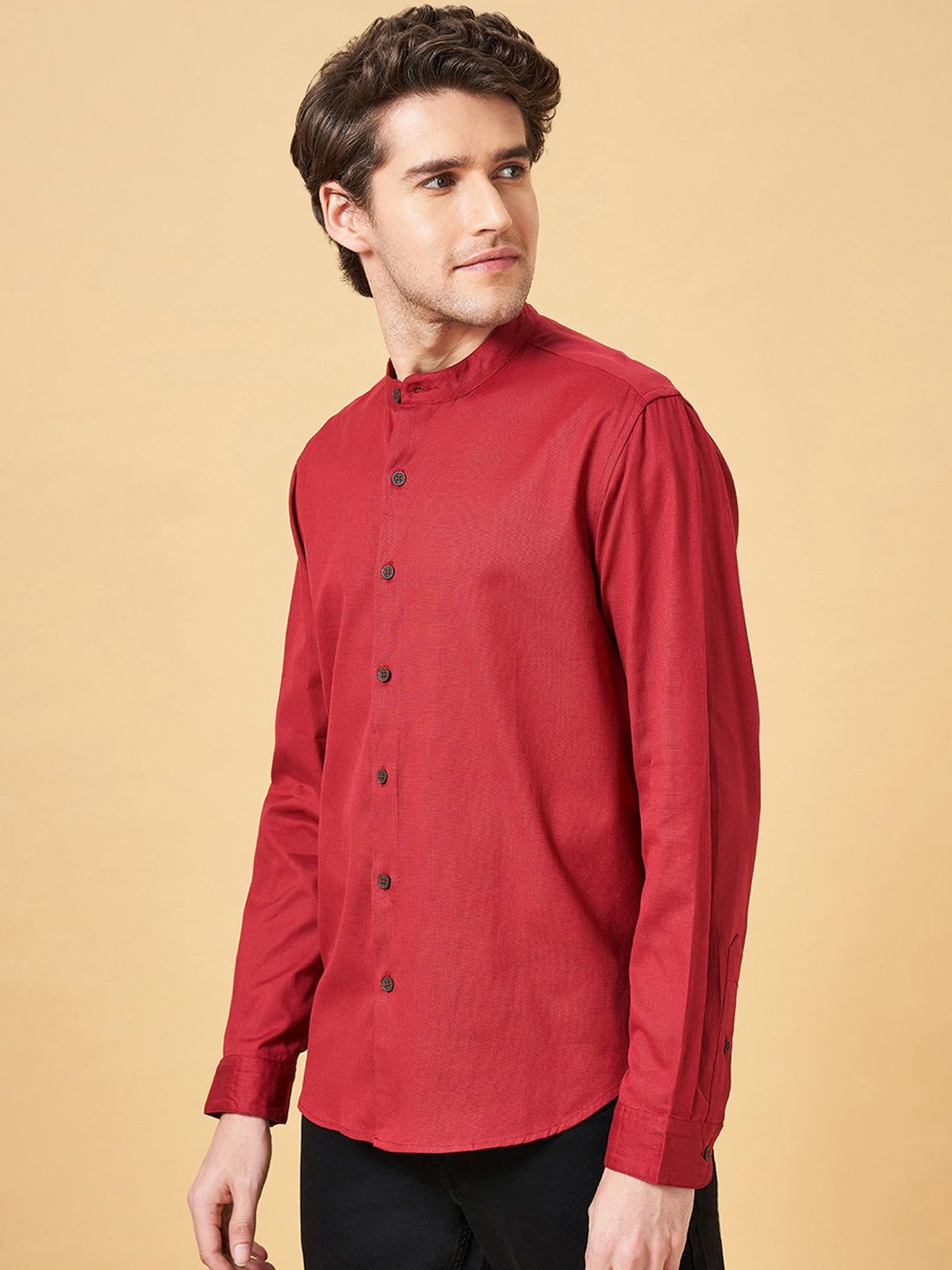 Indus Route by Pantaloons Red Regular Fit Shirt