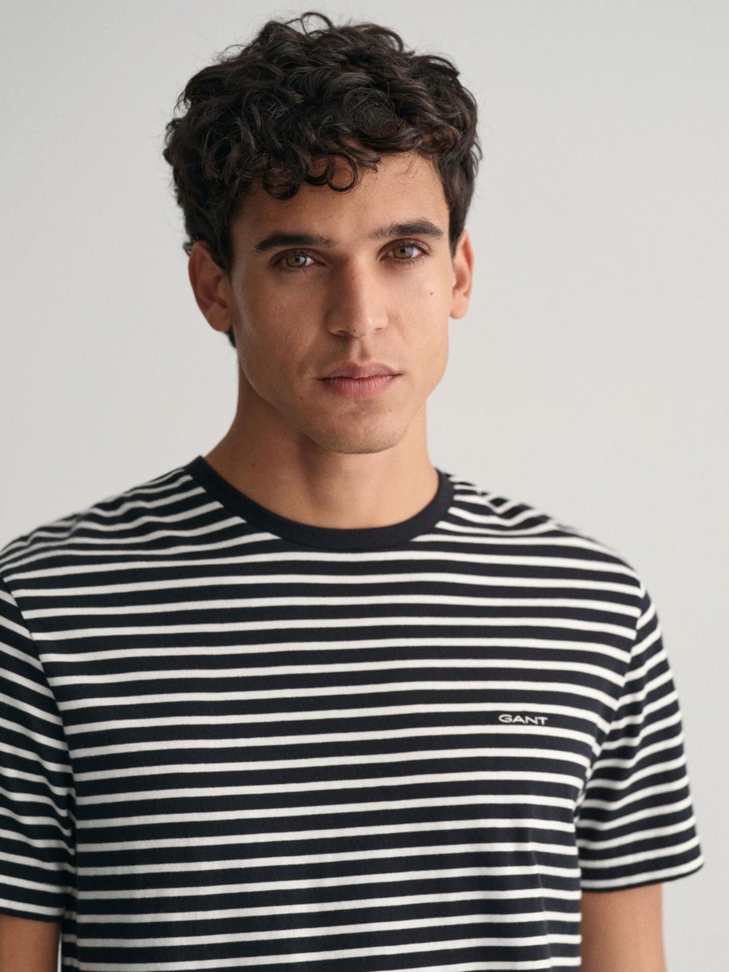 Gant Black Cotton Regular Fit Striped T-Shirt