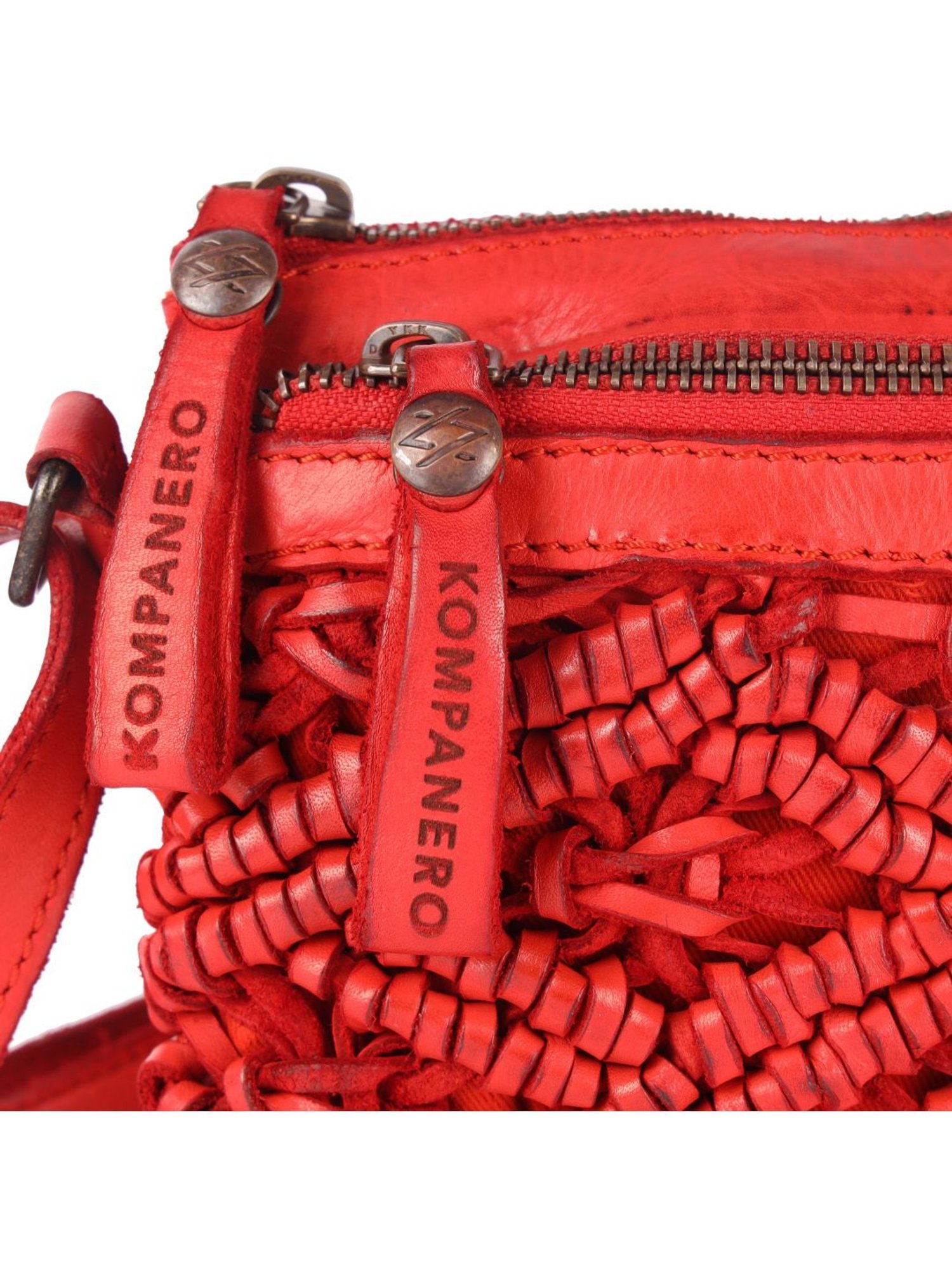 KOMPANERO Macrame Pep Red Textured Medium Sling Handbag