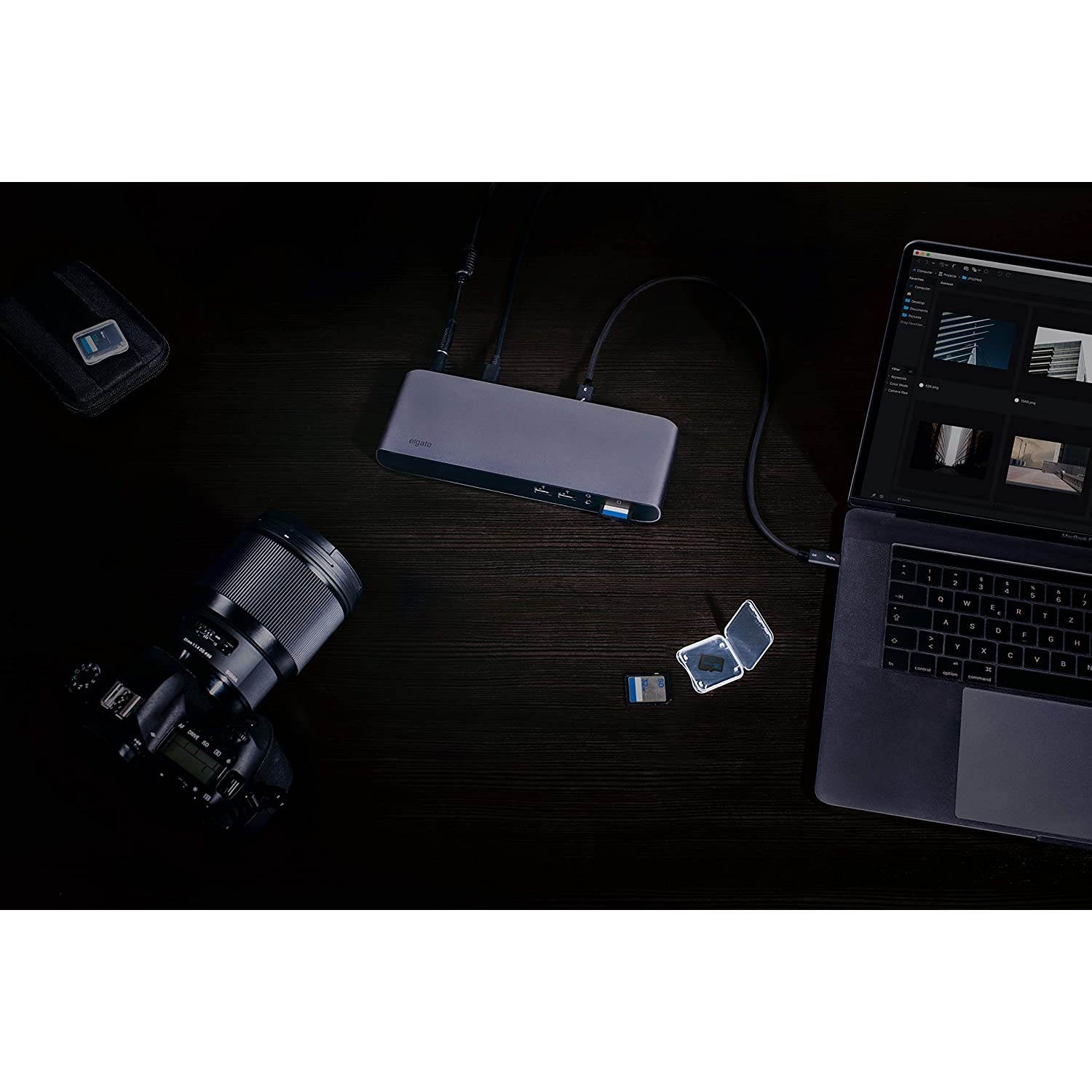 Elgato Thunderbolt 3 Pro Dock &ndash; With 50 Cm Thunderbolt Cable, 40Gb/S, Dual 4K Support, 2x Thunderbolt 3 (USB C), 4x USB 3.0, SD/Micro SD Card Reader, Audio I/O, Gigabit Ethernet, Aluminum Chassis.