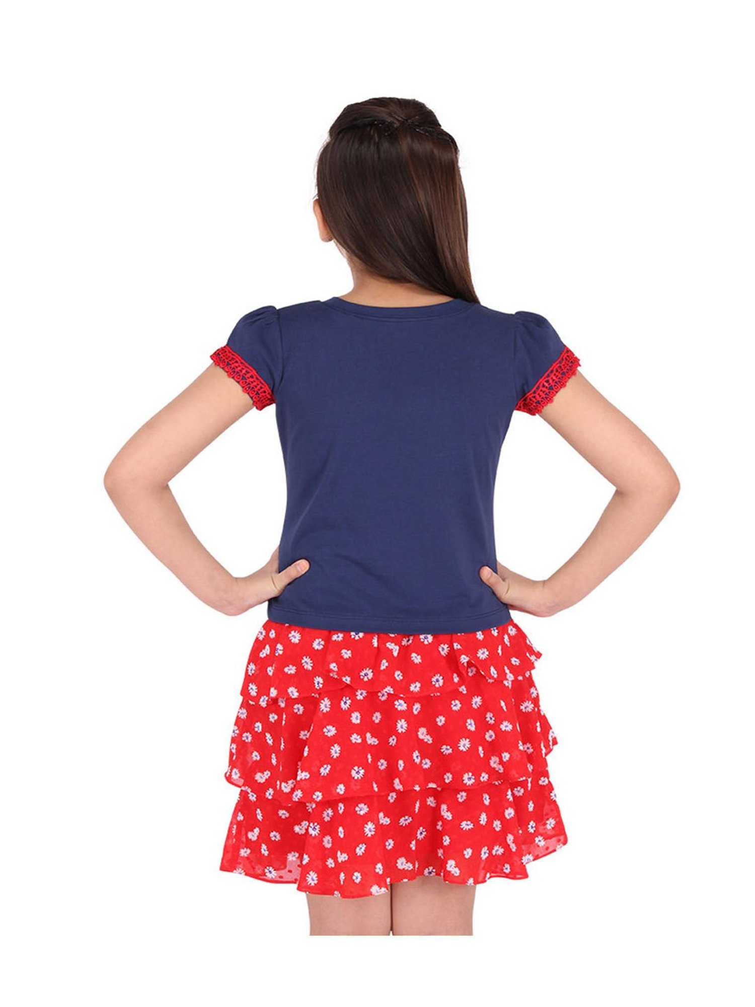 Akkriti by Pantaloons Kids Red & Cream Embroidered Kurta Set