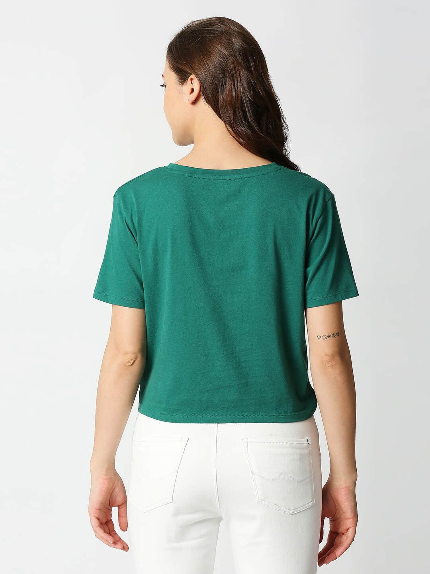 Pepe Jeans Green Regular Fit Crop Top