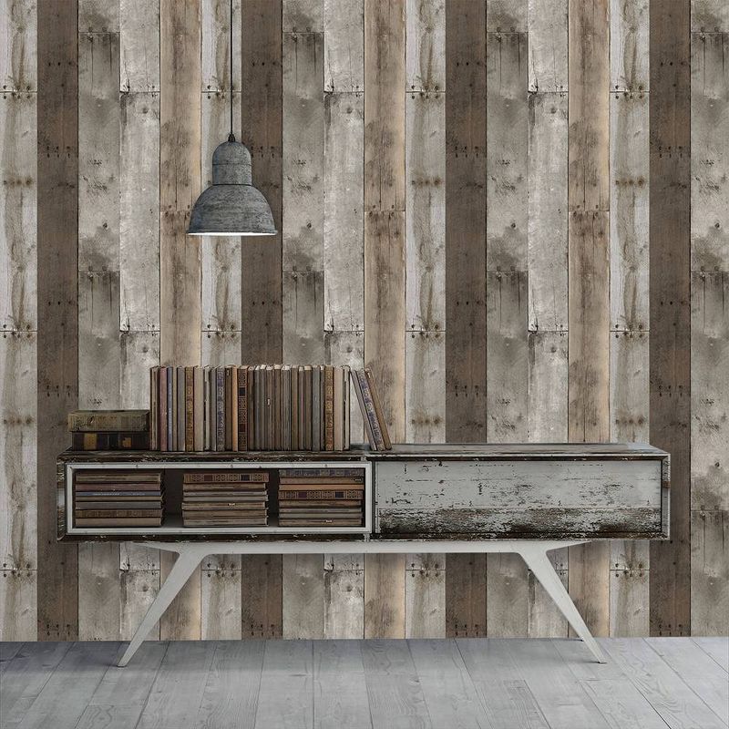 Tempaper Repurposed Wood Weathered Self-Adhesive Removable Wallpaper