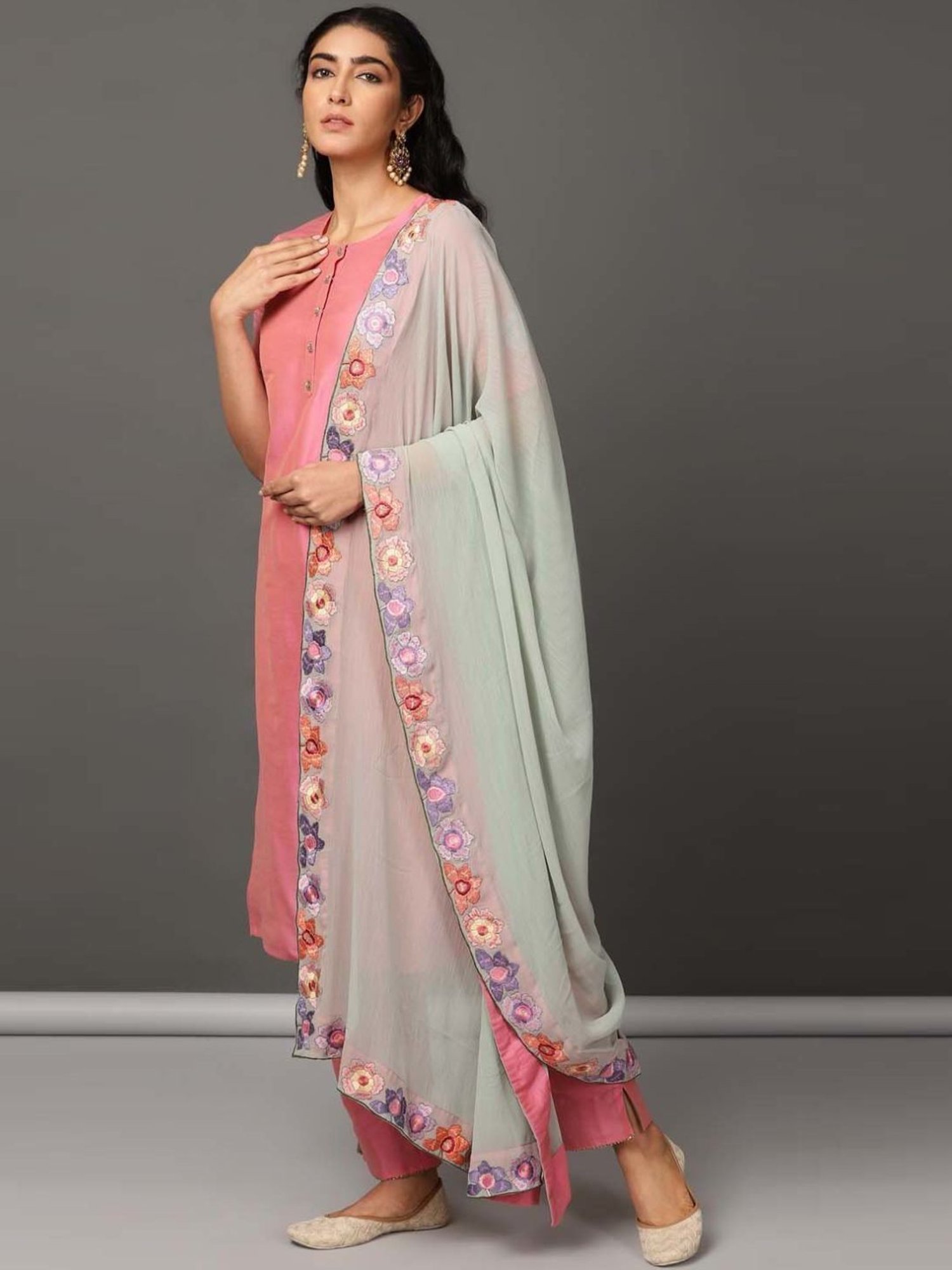 Nuhh Pink Lets Toast Kurta and Pant Set with Dupatta