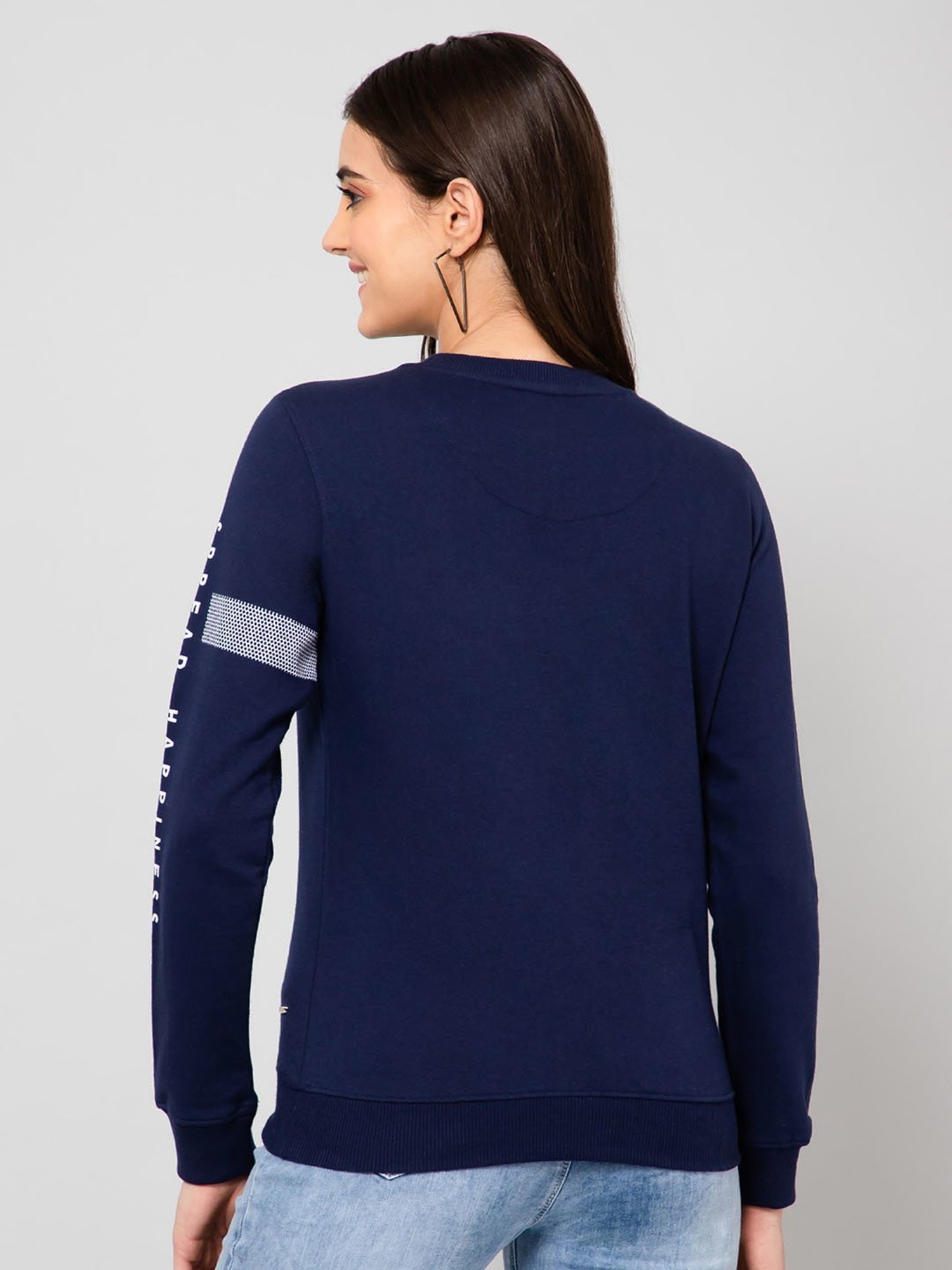 Crozo By Cantabil Navy Fleece Graphic Print Sweatshirt