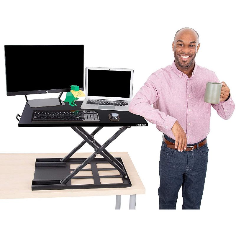 X-Elite Pro 28" Standing Desk Converter with Pneumatic Height-Adjustment - Black - Stand Steady