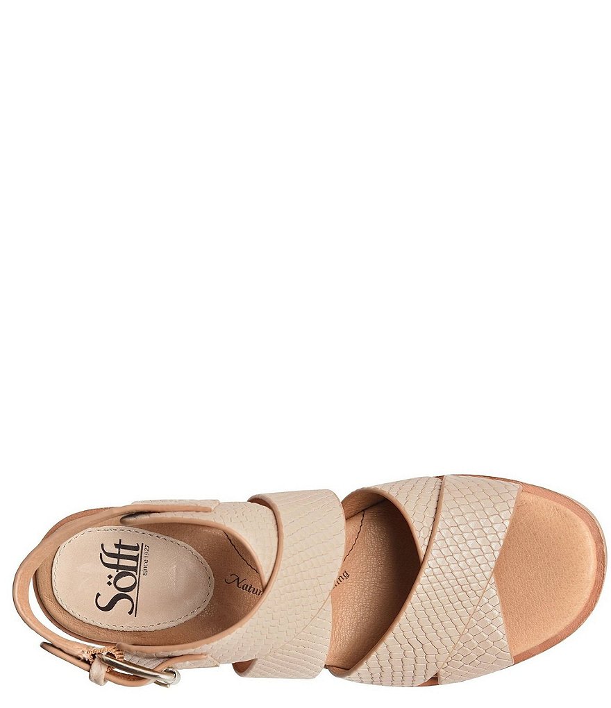 Sofft Pesha Snake Print Leather Block Heel Sandals