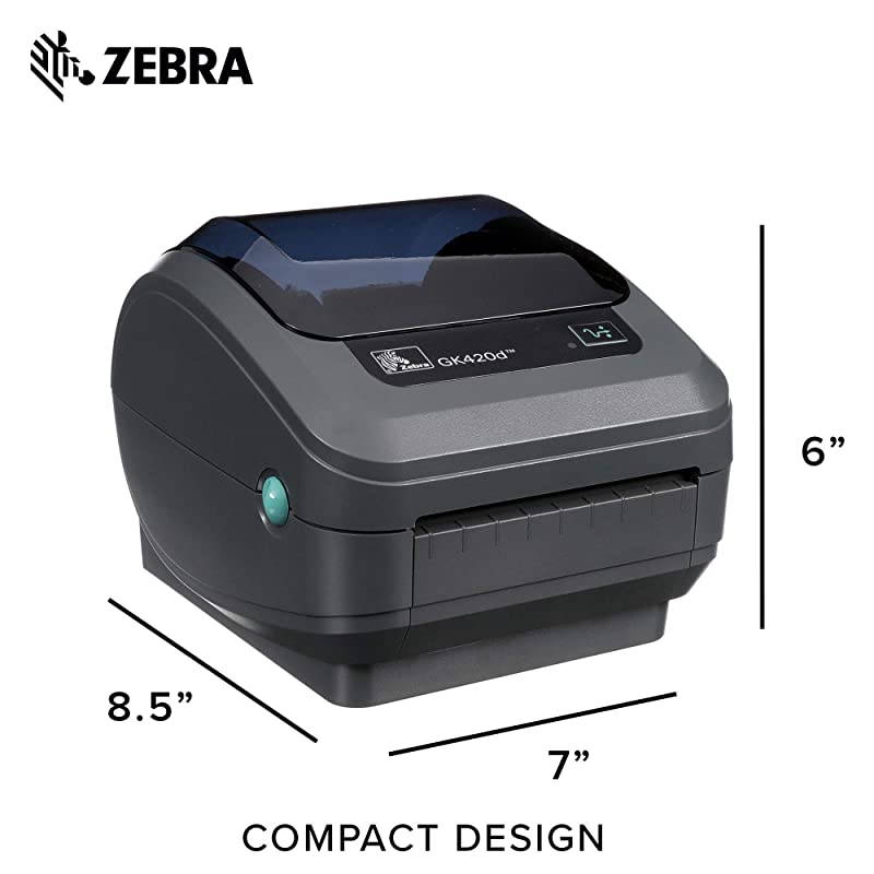 GK420d Direct Thermal Desktop Printer for Labels Receipts Barcodes Tags and Wrist Bands Print Width of 4 in USB and Ethernet Port Connectivity Renewed