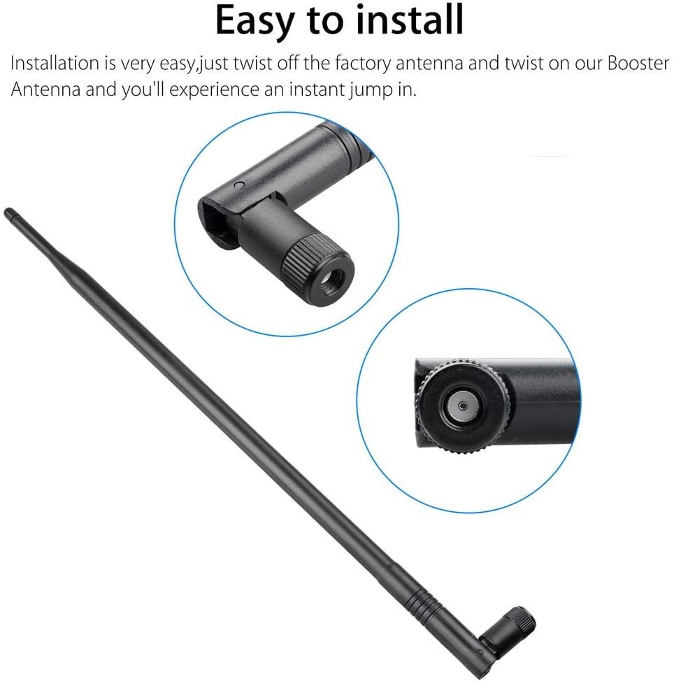 WiFi Bluetooth Antenna 2X 10dBi Dual Band Omni Directional Antenna 2.4Ghz/5Ghz with RP-SMA Male Connector for Wireless Wi-Fi Router Network Devices PC Camera Thinkcentre