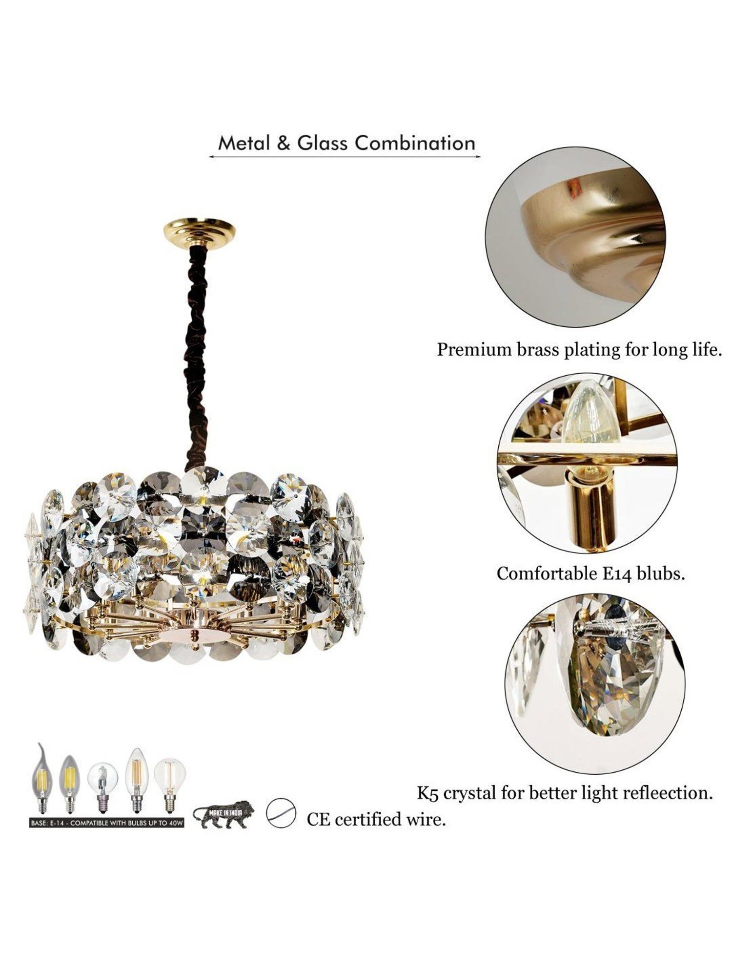 Kapoor Lamp Shades Rose Gold & Smoke Crystal Palazzo 12 Light Contemporary Chandelier