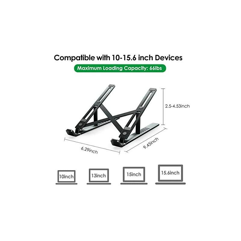 Upgraded Laptop Stand,  Adjustable Aluminum Notebook Stand for Desk with Magnet, Portable Foldable Laptop Holder Compatible with All 10-15.6in Laptops (Gray)