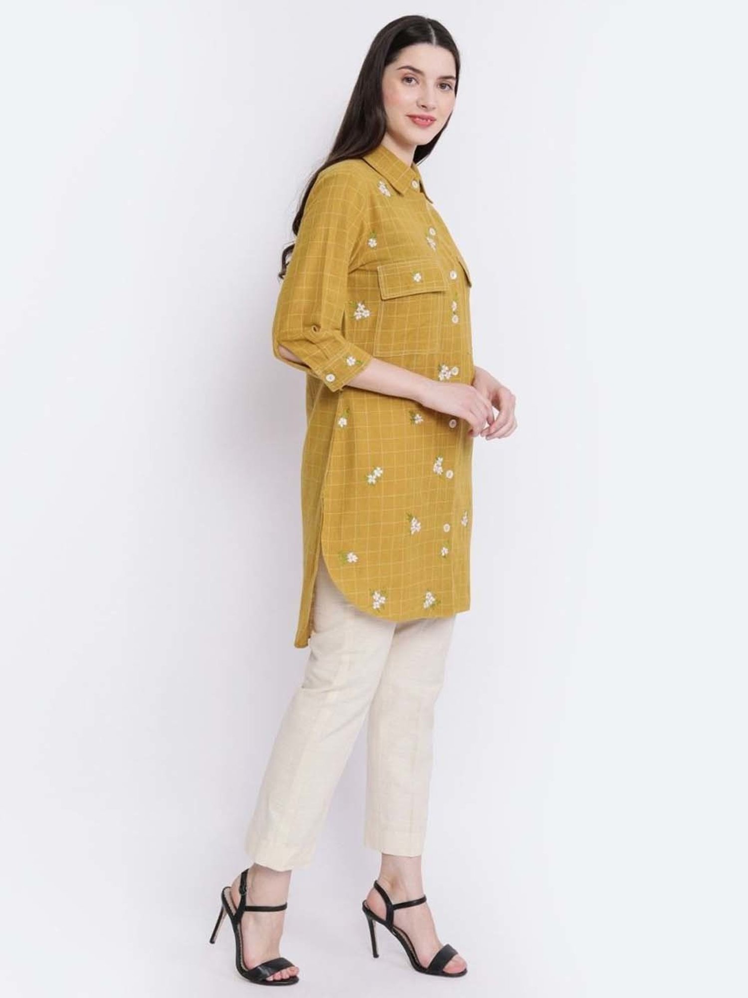 Mushio Mustard Haafiza Handwoven Cotton Shirt