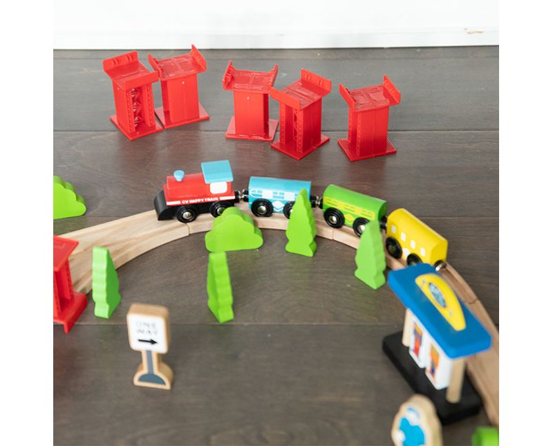  Fat Brain Toys Wooden Express 100 Piece Train Set FB259-1