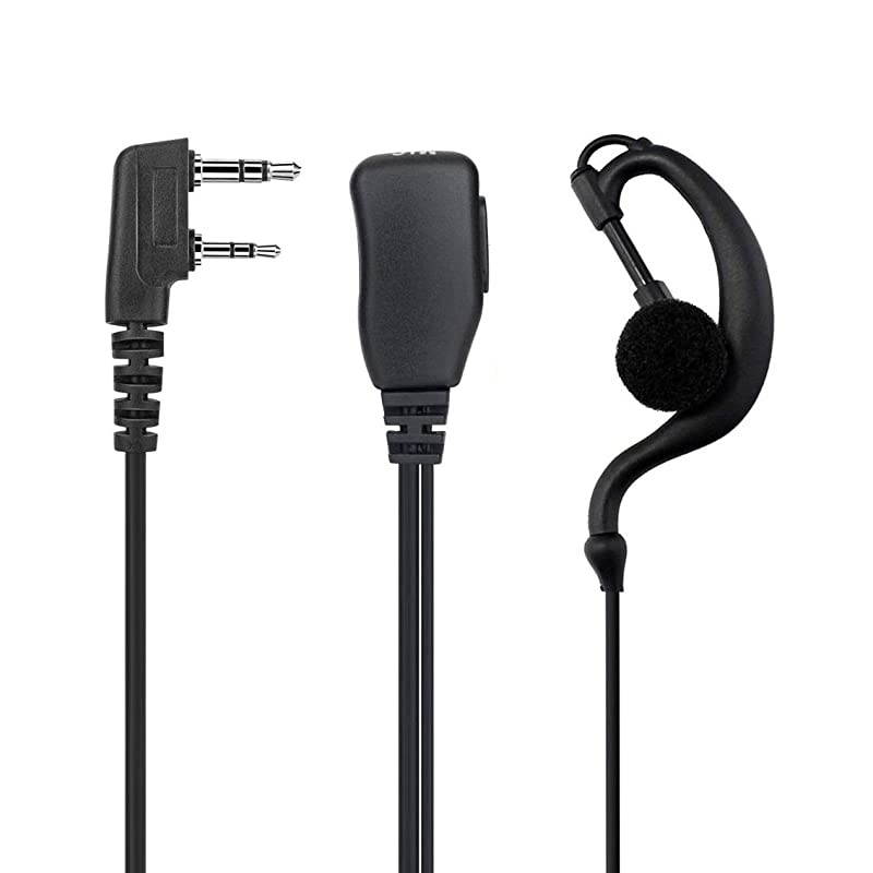 Walkie Talkie Earpiece Headset, 2 Pin 2.5mm/3.5mm G Shape Two Way Radio Headset with PTT Mic, Compatible with UV5R 888S UV-82HP BF-F8HP Kenwood Retevis H-777 RT21 RT22, 10 Pack