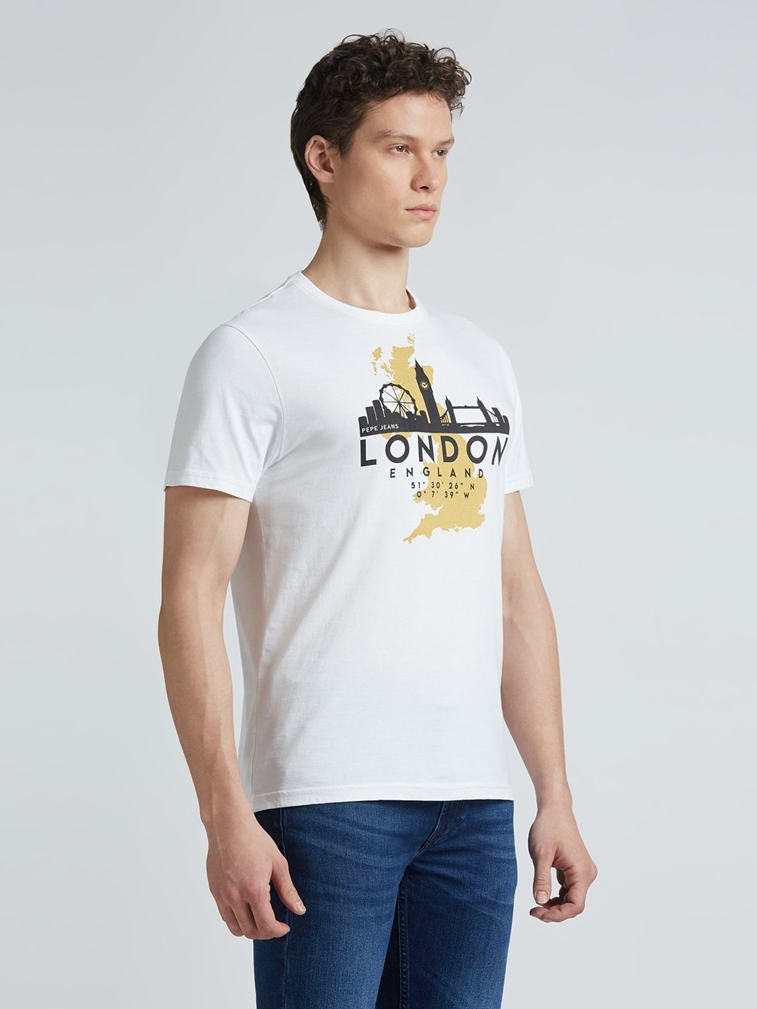Pepe Jeans White Cotton Slim Fit Printed T-Shirt