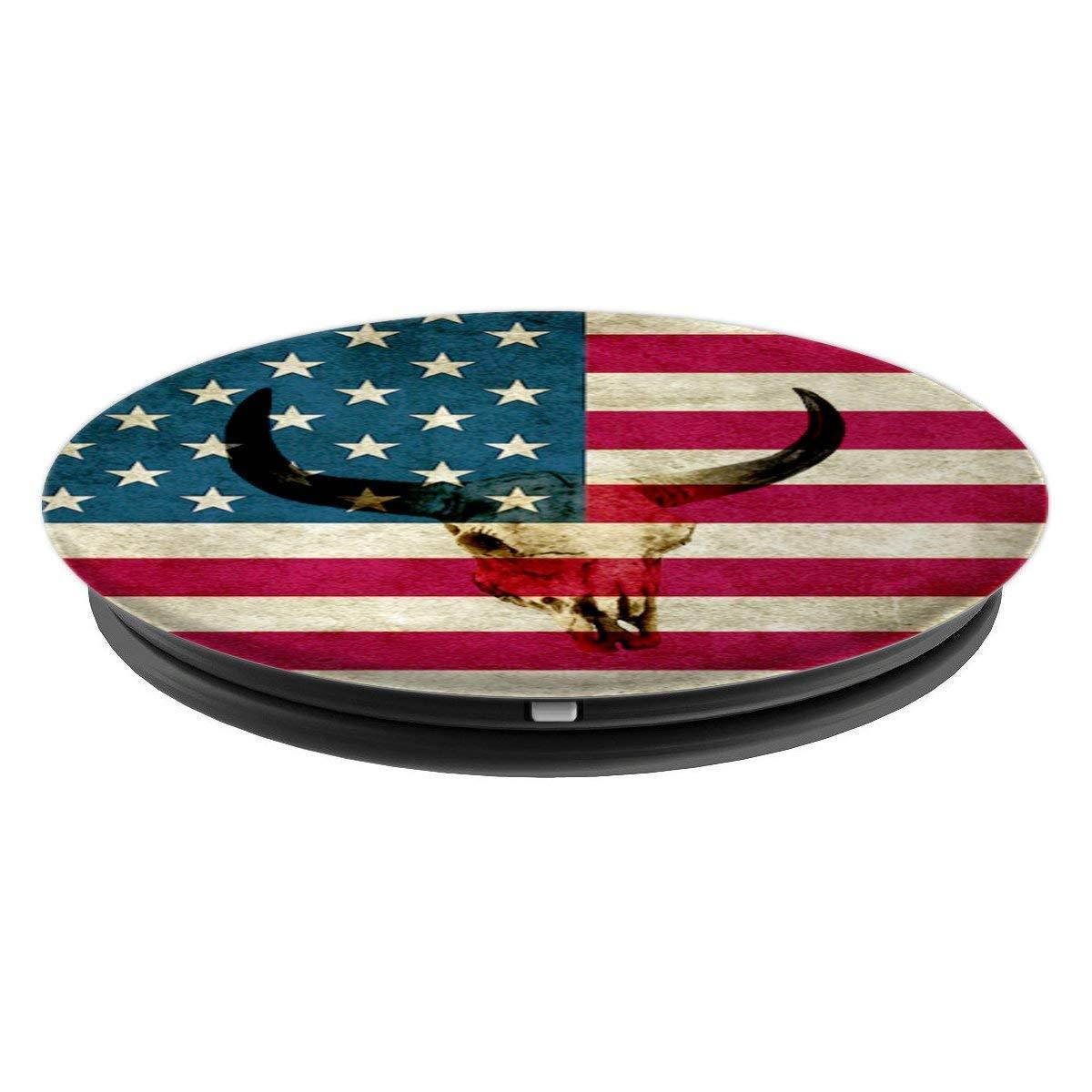 Pop Socket American Flag Hunting Deer Skull Design - PopSockets Grip and Stand for Phones and Tablets