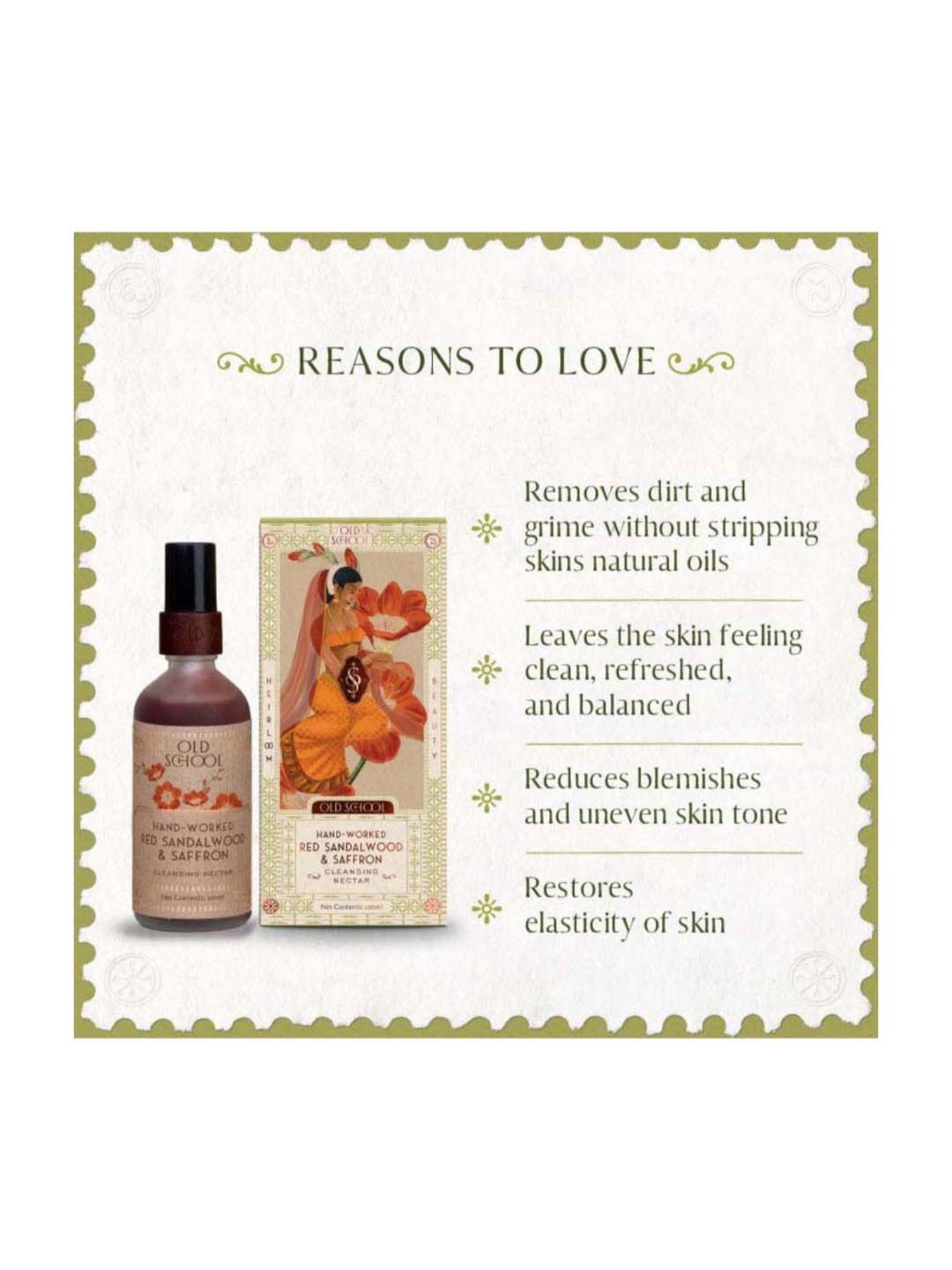 Old School Rituals Hand-Worked Red Sandalwood & Saffron Cleansing Nectar - 100 ml