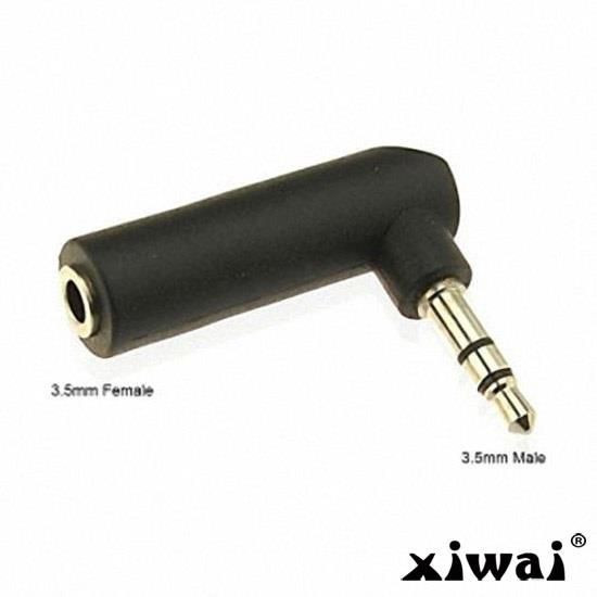 Xiwai 90 degree right angled 3.5mm 3poles Audio Stereo Male to Female Extension Adapter Black