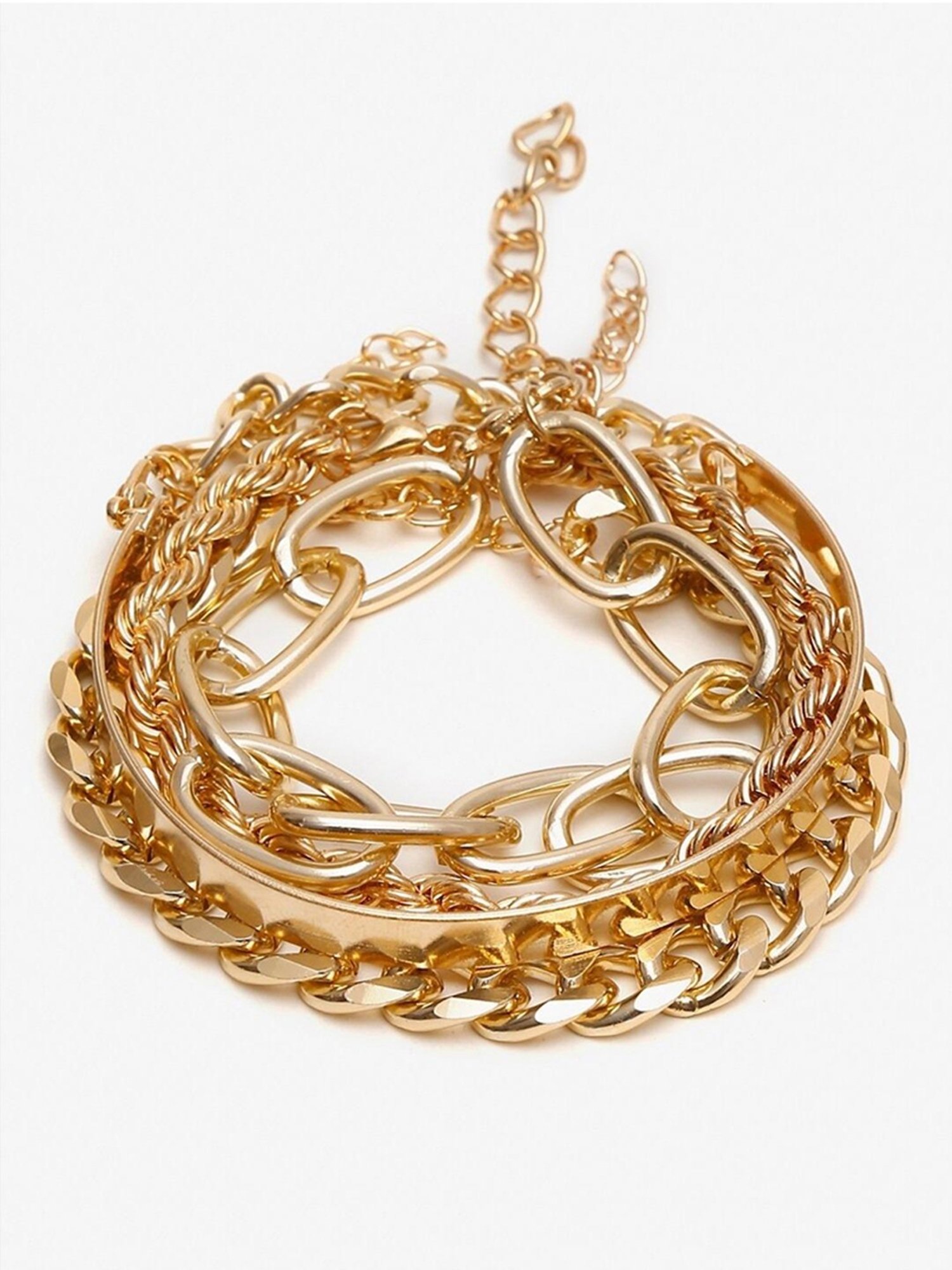 YouBella Women Gold-Toned Gold-Plated Flexible fit Bracelet - Set of 4