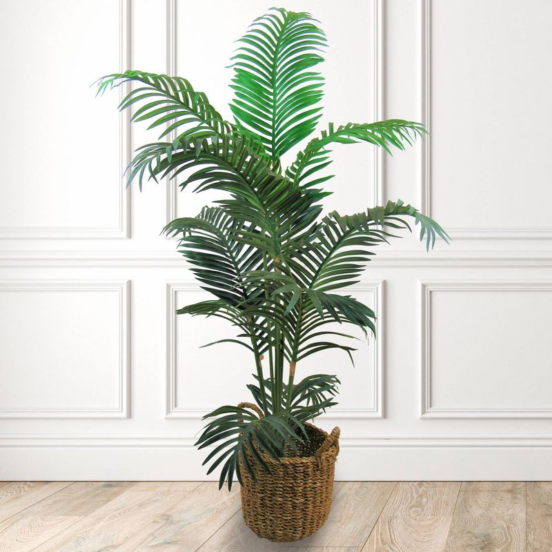 60" x 36" Artificial Areca Palm in Basket with Handles - LCG Florals