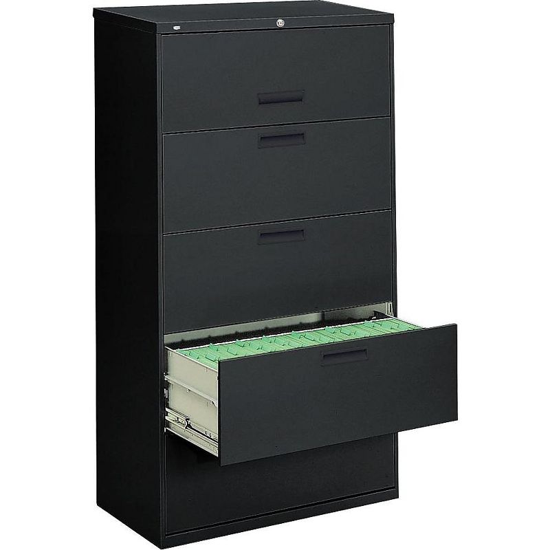 HON 500 Series Five-Drawer Lateral File 36w x 19-1/4d x 67h Black 585LP