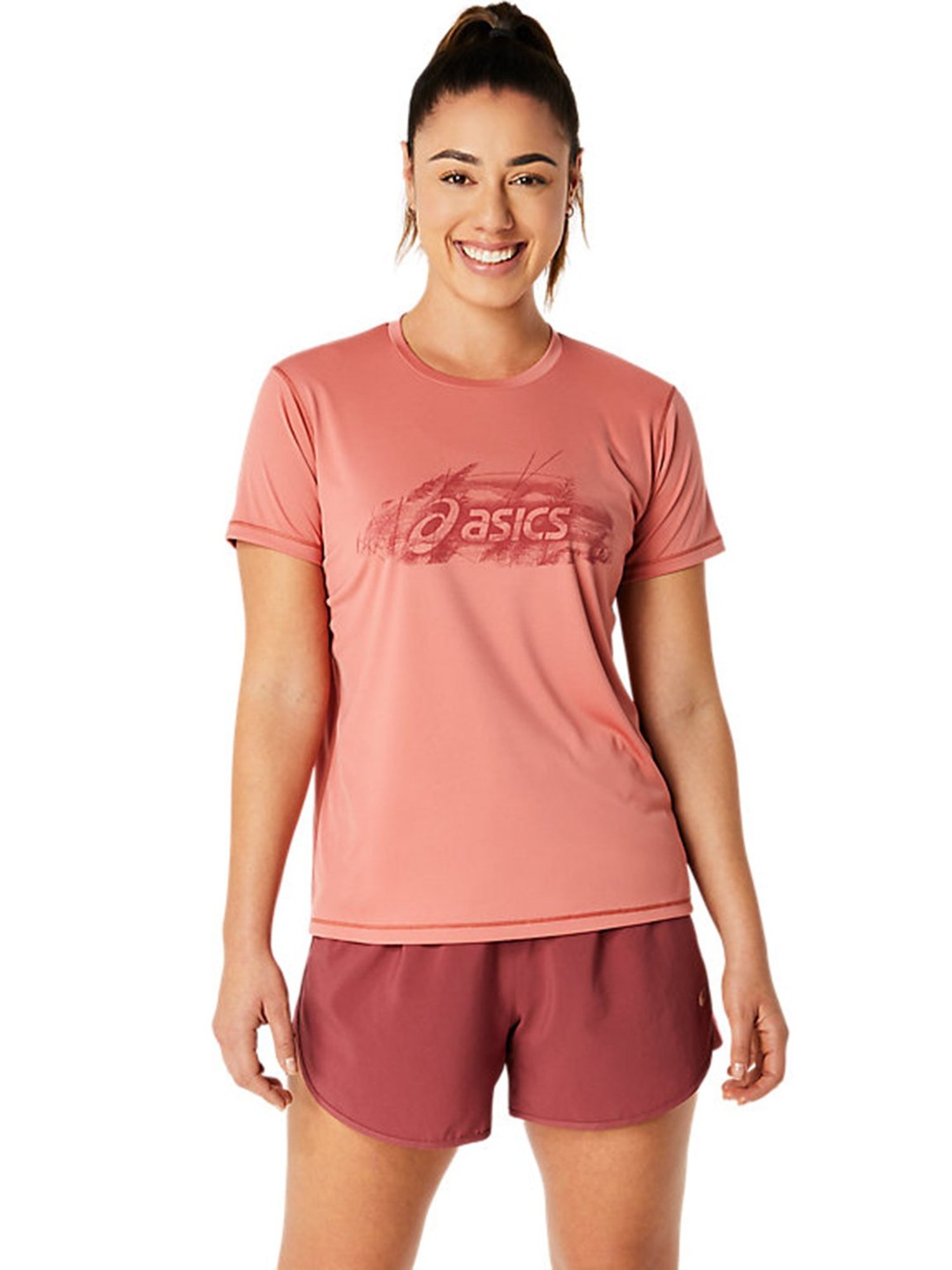 Asics Nagino Graphic Run SS Red Printed T-Shirt