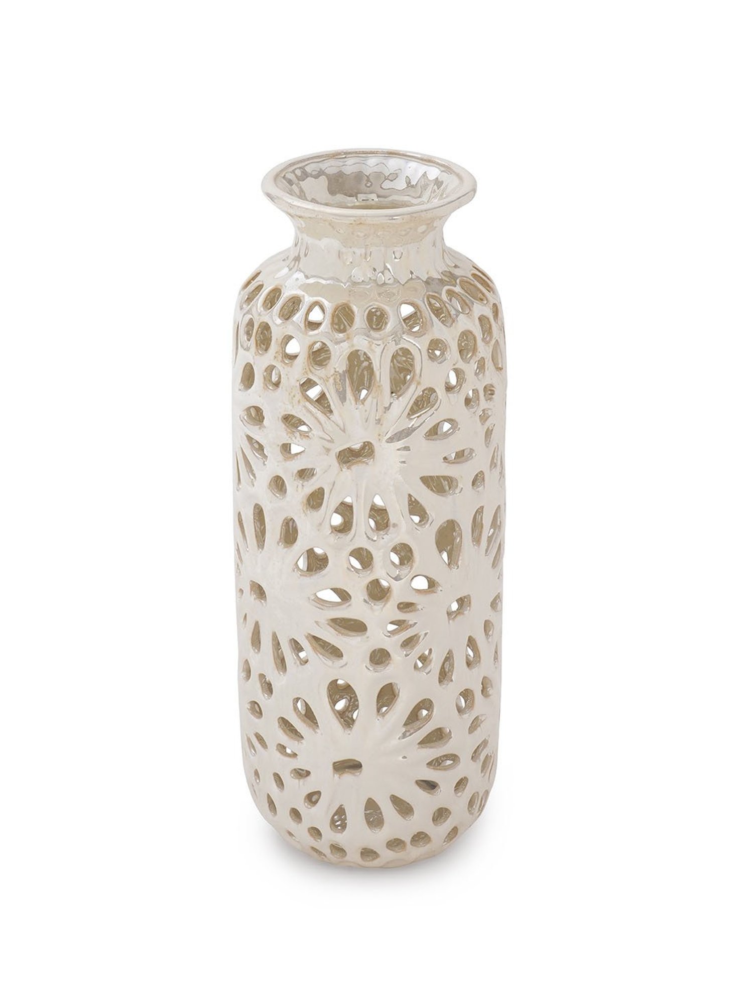 Pure Home and Living Ivory Ceramic Cut Out Pattern Vase