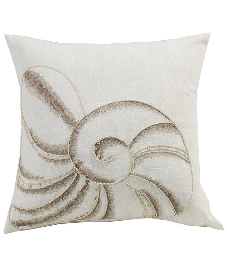 HiEnd Accents Seashell Embroidery Square Pillow