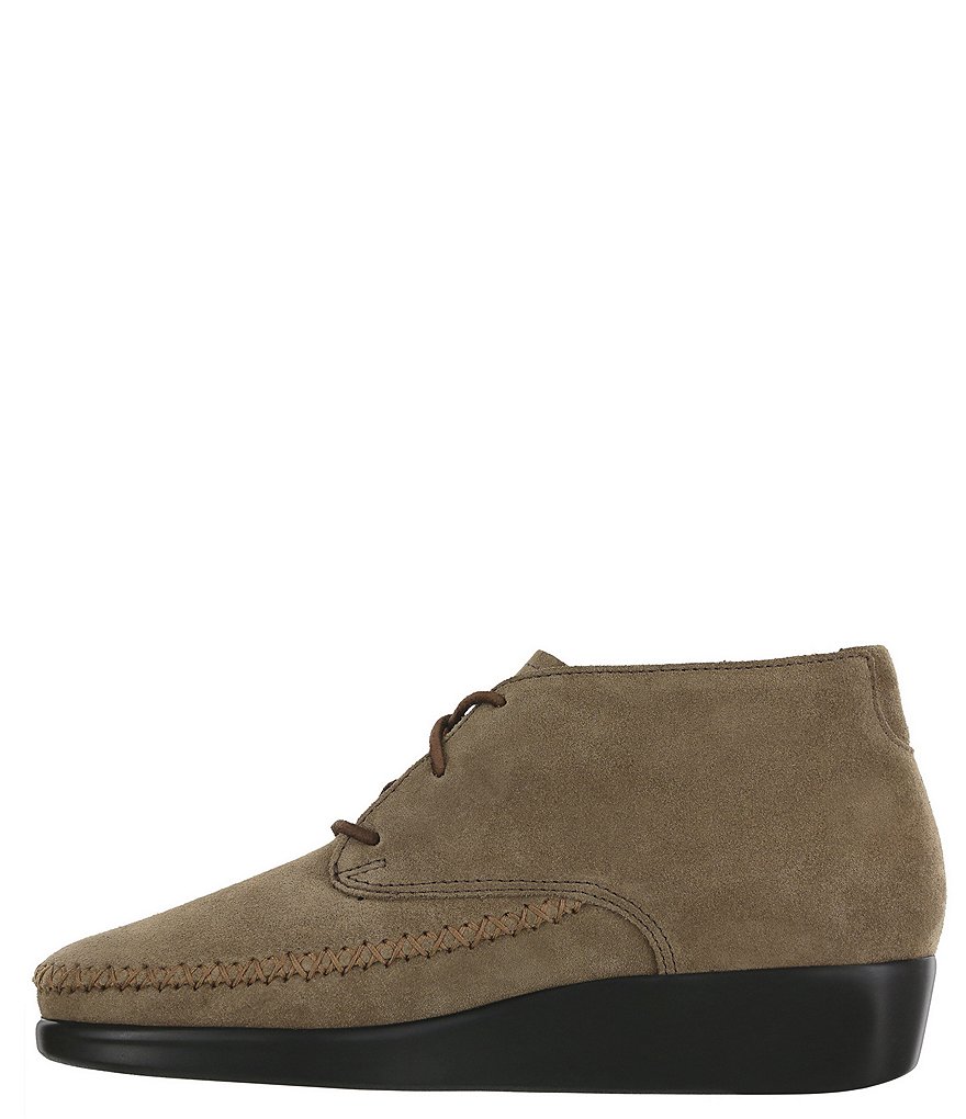 SAS Kich Suede Lace-Up Ankle Wedge Booties