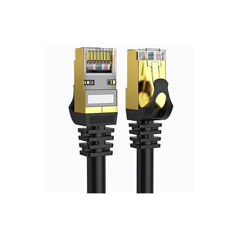 8 Ethernet Cable 10 ft Shielded 26AWG Lastest 40Gbps 2000Mhz SFTP Patch Cord Heavy Duty High Speed 8 LAN Network RJ45 Cable in Wall Outdoor Weatherproof Rated for Router Modem Gaming