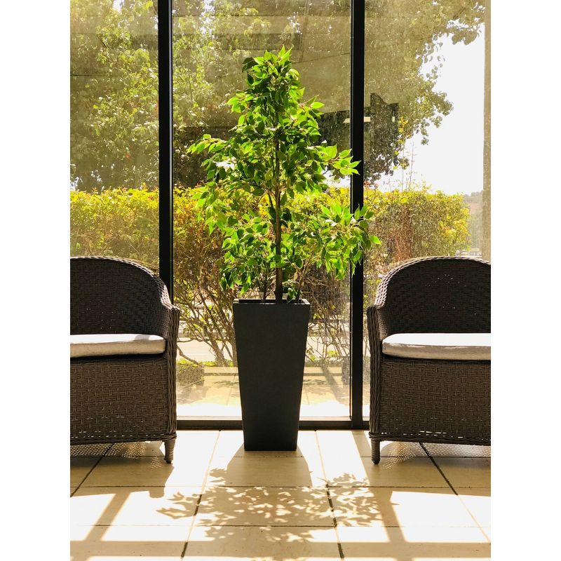 24.4" Kante Lightweight Modern Tapered Concrete Rectangular Planter Charcoal Black - Rosemead Home & Garden, Inc.