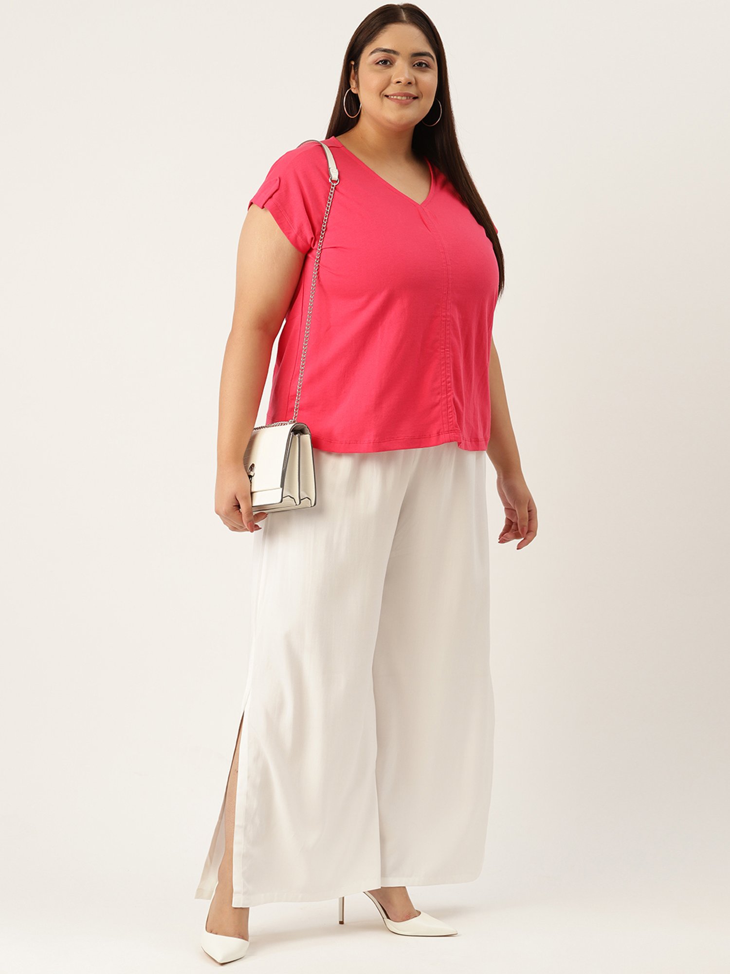 theRebelinme White High Rise Regular Fit Palazzos