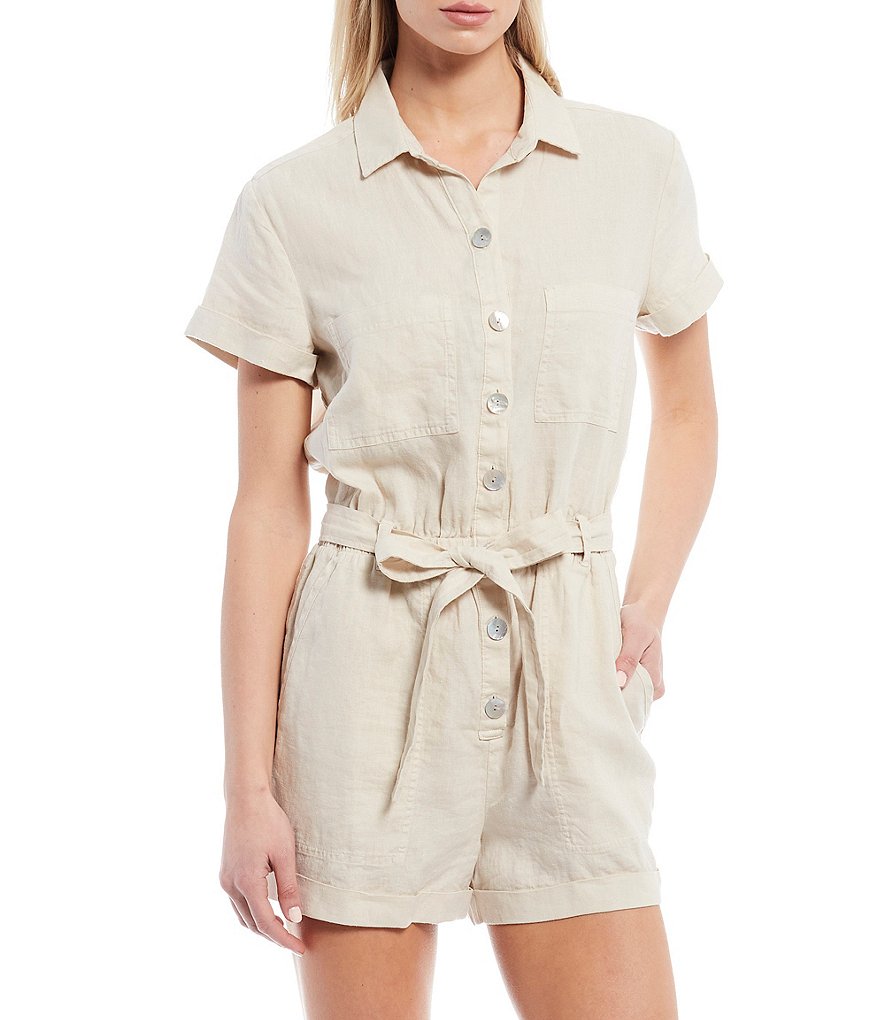 Cloth & Stone Rolled Hem Short Sleeve Pocket Utility Romper