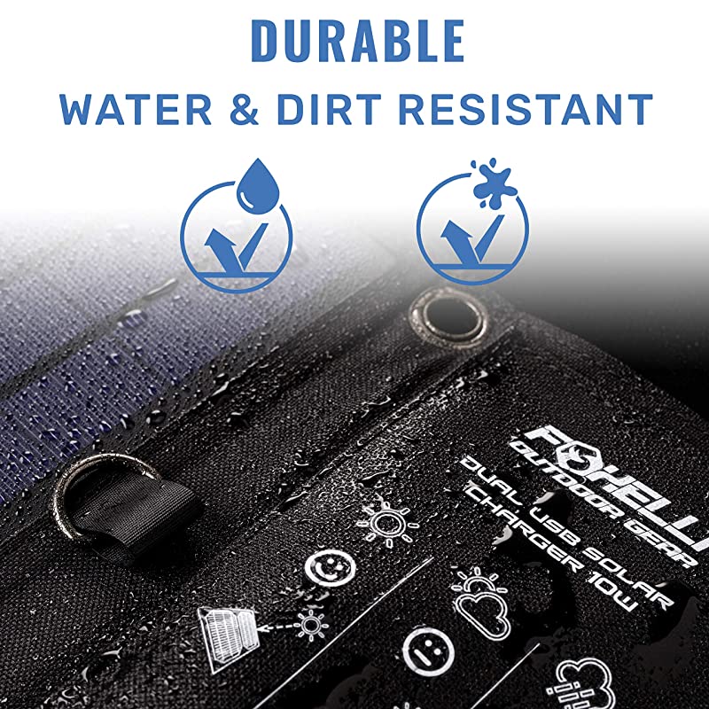 Dual USB Solar Charger 10W Foldable Solar Panel Phone Charger for iPhone Android Smartphones iPads Android Tablets Power Banks More Portable Solar Power for Camping Outdoors