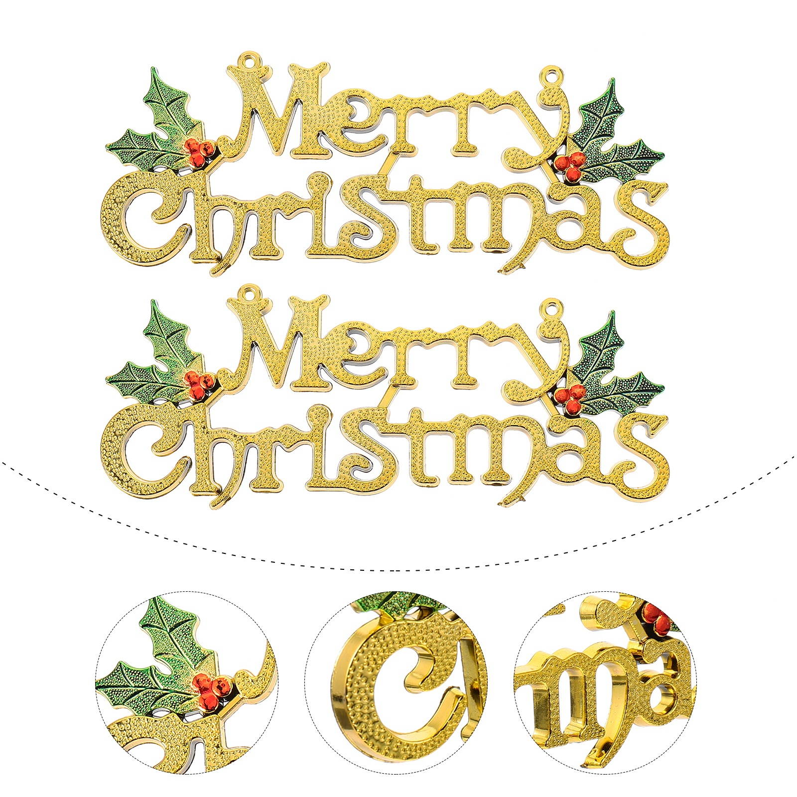 2Pcs Merry Christmas Letters Pendant Hanging Ornament Door Hanging Decoration