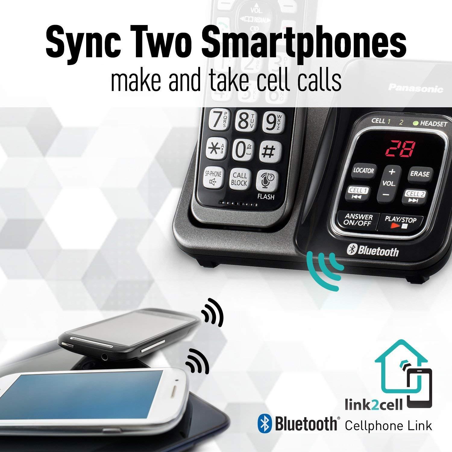 Panasonic KX-TGD564M Link2Cell Bluetooth Cordless Phone with Voice Assist and Answering Machine - 4 Handsets