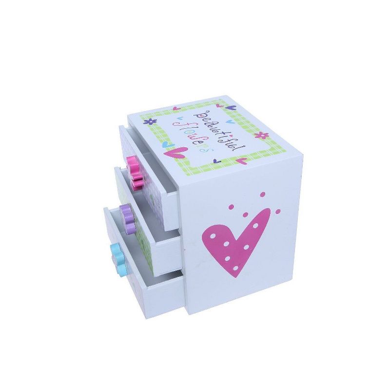 Juvale Kids Jewelry Box - Colorful Flower Compartment Drawer - Small Square Accessories Box - 6L x 4.5W x 6H