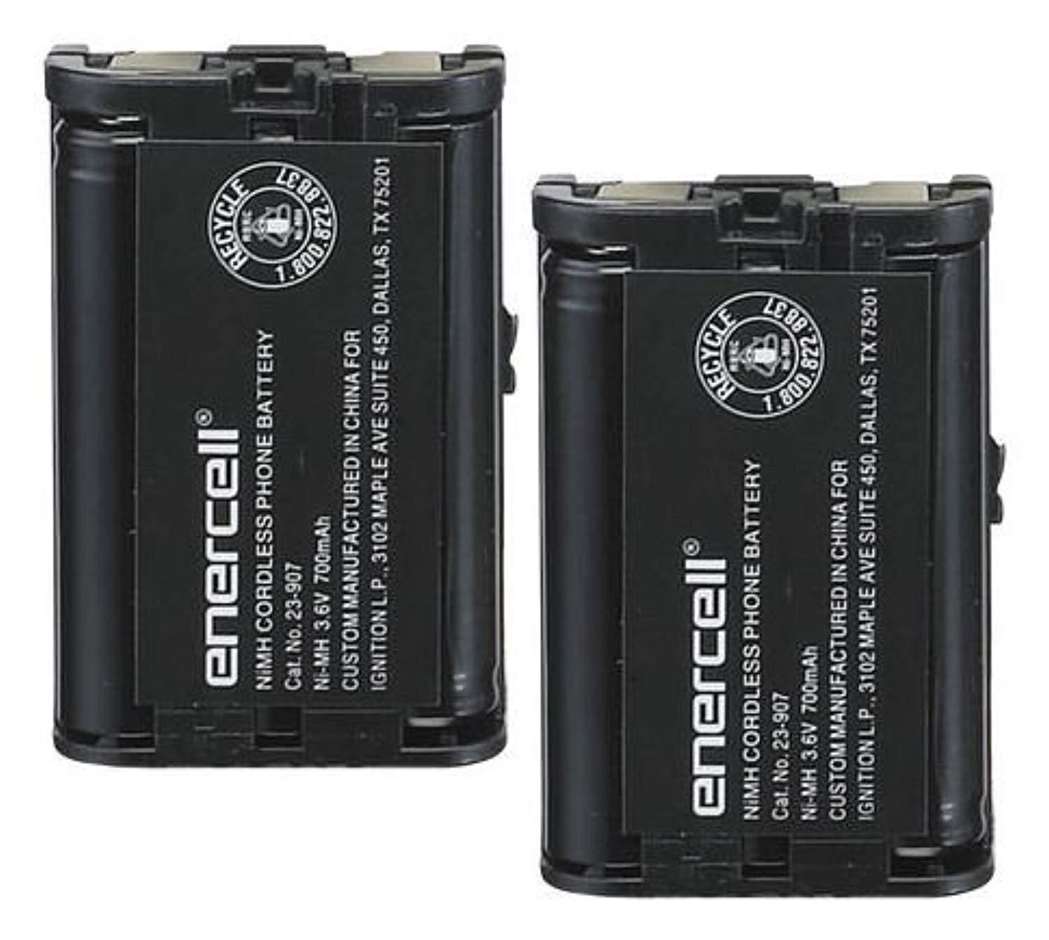enercell 3.6v 700mah ni-mh cordless phone battery for panasonic - bulk lot of 2 batteries
