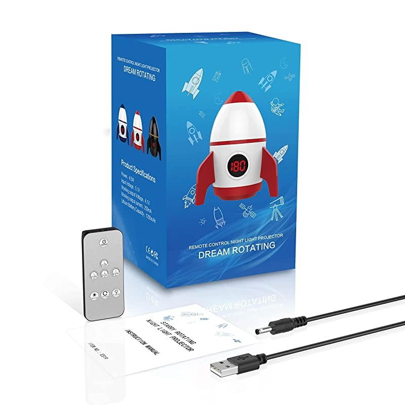 Star Night Light Projector Sky Star ProjectorNight Lighting lamp with Remote ControlampTimer DesignampRotatingBirthday Christmas Gifts for Baby and KidsBedroomLiving RoomRocketBlack