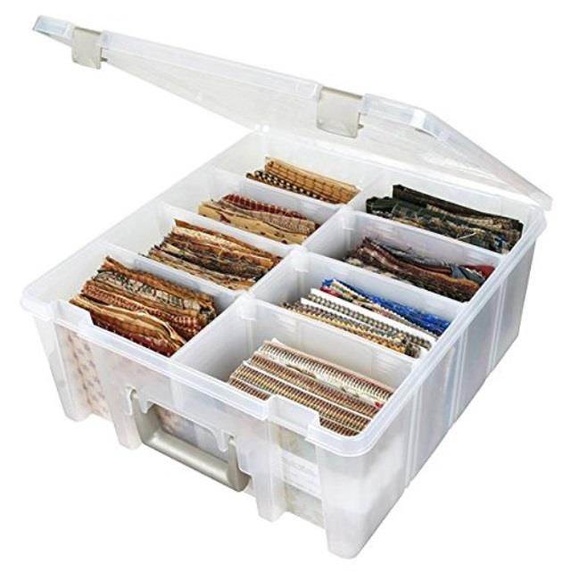 artbin 6990ab super satchel compartment box  clear, art and craft supplies box with removable dividers, secure latches, handles