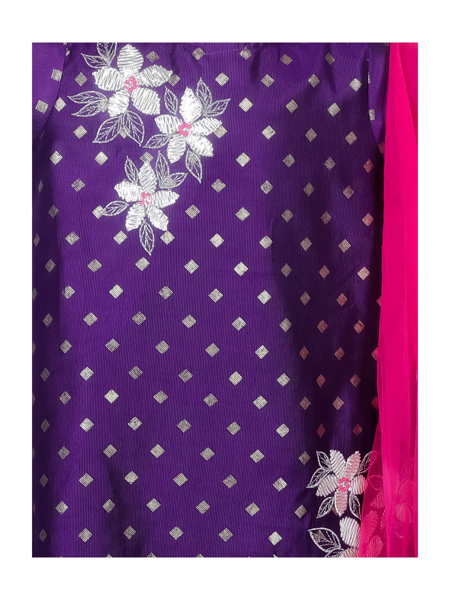 Lil Drama Kids Purple & Pink Embroidered Kurta with Gharara