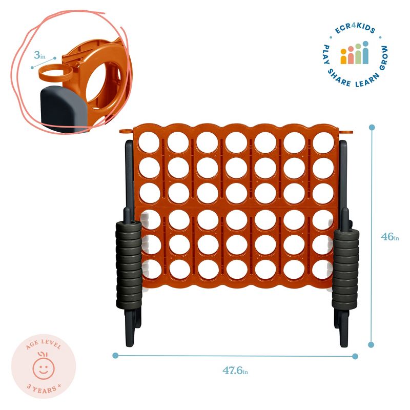 ECR4Kids Jumbo Four-To-Score Giant Game-Indoor/Outdoor 4-In-A-Row Connect - Orange and Grey