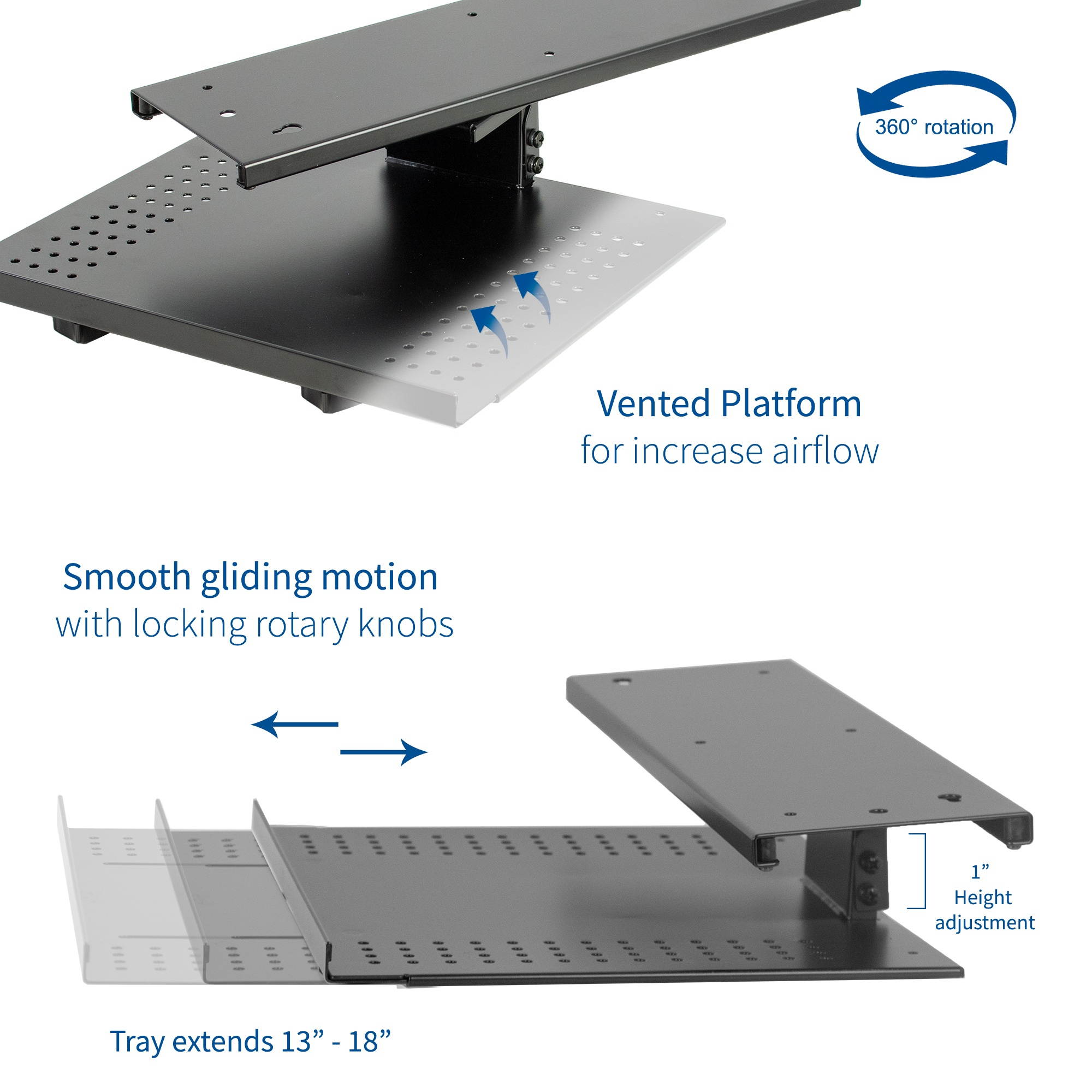 VIVO Black Sliding Tray Track Adjustable Platform Mounted Under Desk | Laptop Notebook Holder (DESK-AC02A)