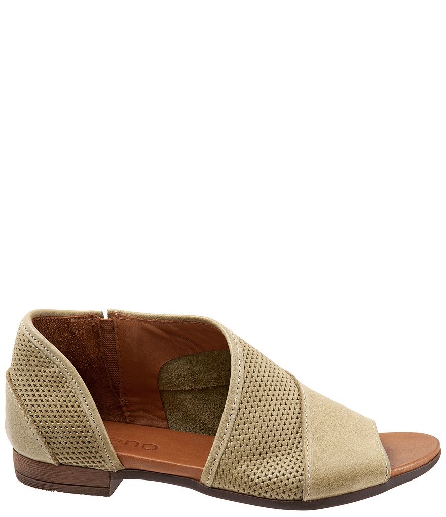 Bueno Tahiti Perforated Leather Asymmetrical Slip-On Sandals