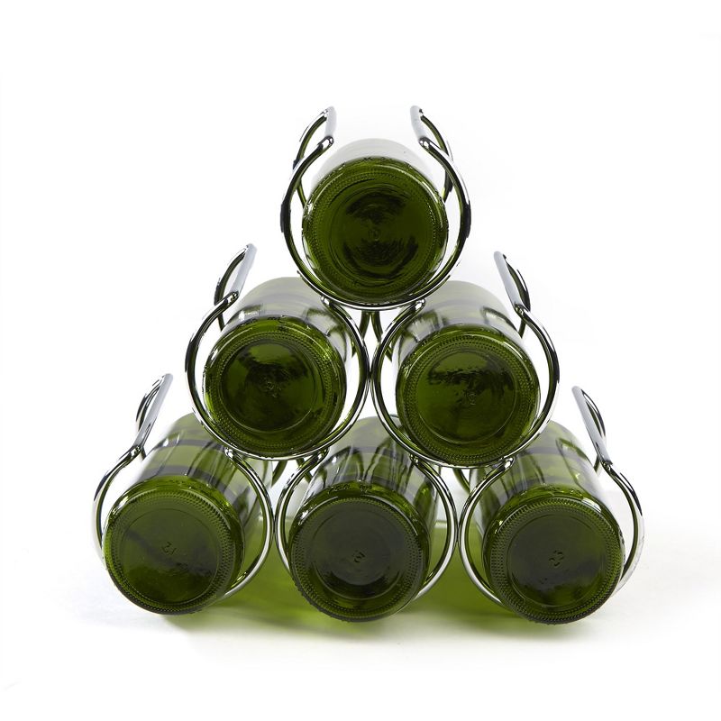 Mind Reader Steel Framed Pyramid Shaped Wine Bottle Holder Organizer, Silver