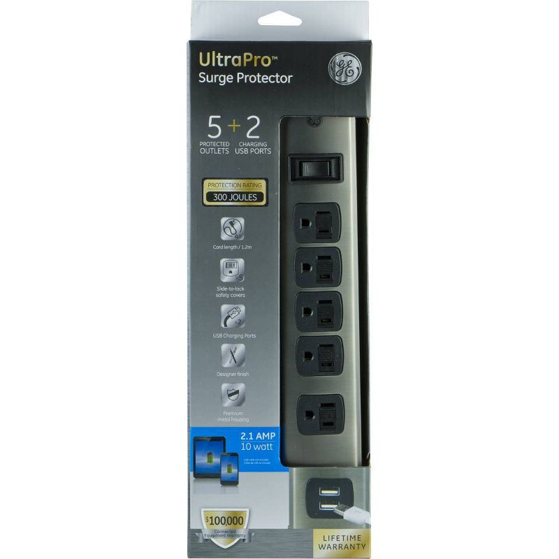 Monoprice 2 Outlet Surge Protector Wall Tap with 2 USB Charging Ports 3.4A, 450 Joules, White