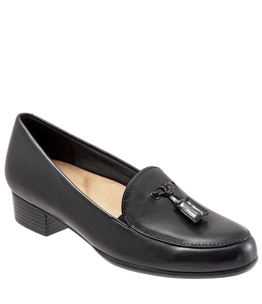 Trotters Mary Leather Tassel Block Heel Loafers