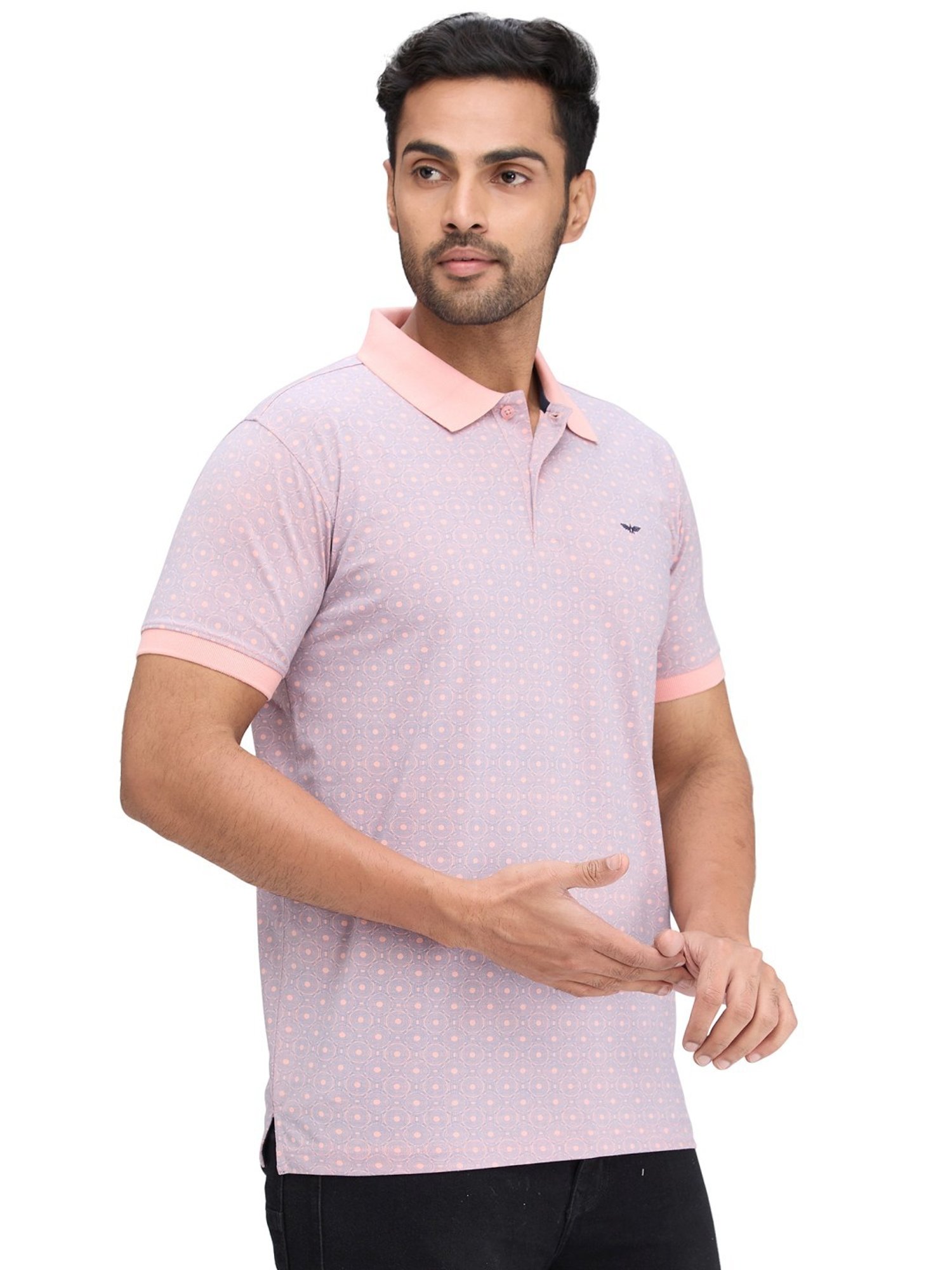 Park Avenue Purple Slim Fit Printed Polo T-Shirt