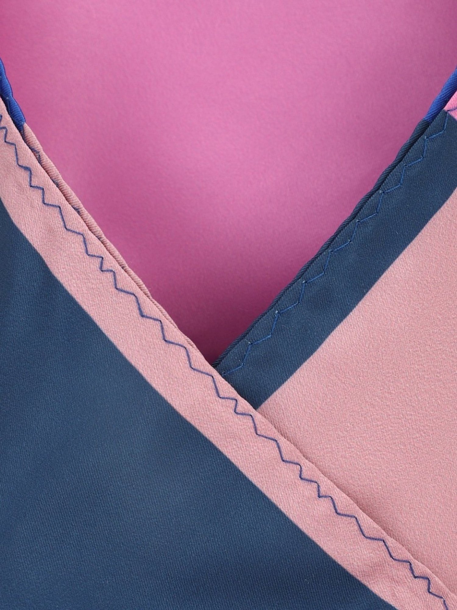 Allen Solly Pink & Blue Color Block Pocket Square