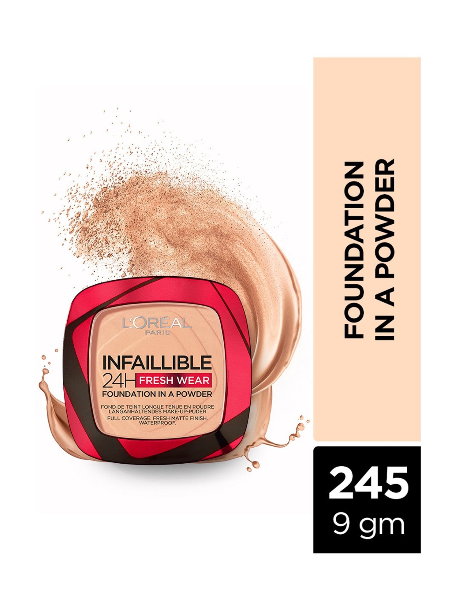 L'Oreal Paris Infallible 24H Fresh Wear Foundation in a Powder 245 Golden Honey - 9 gm
